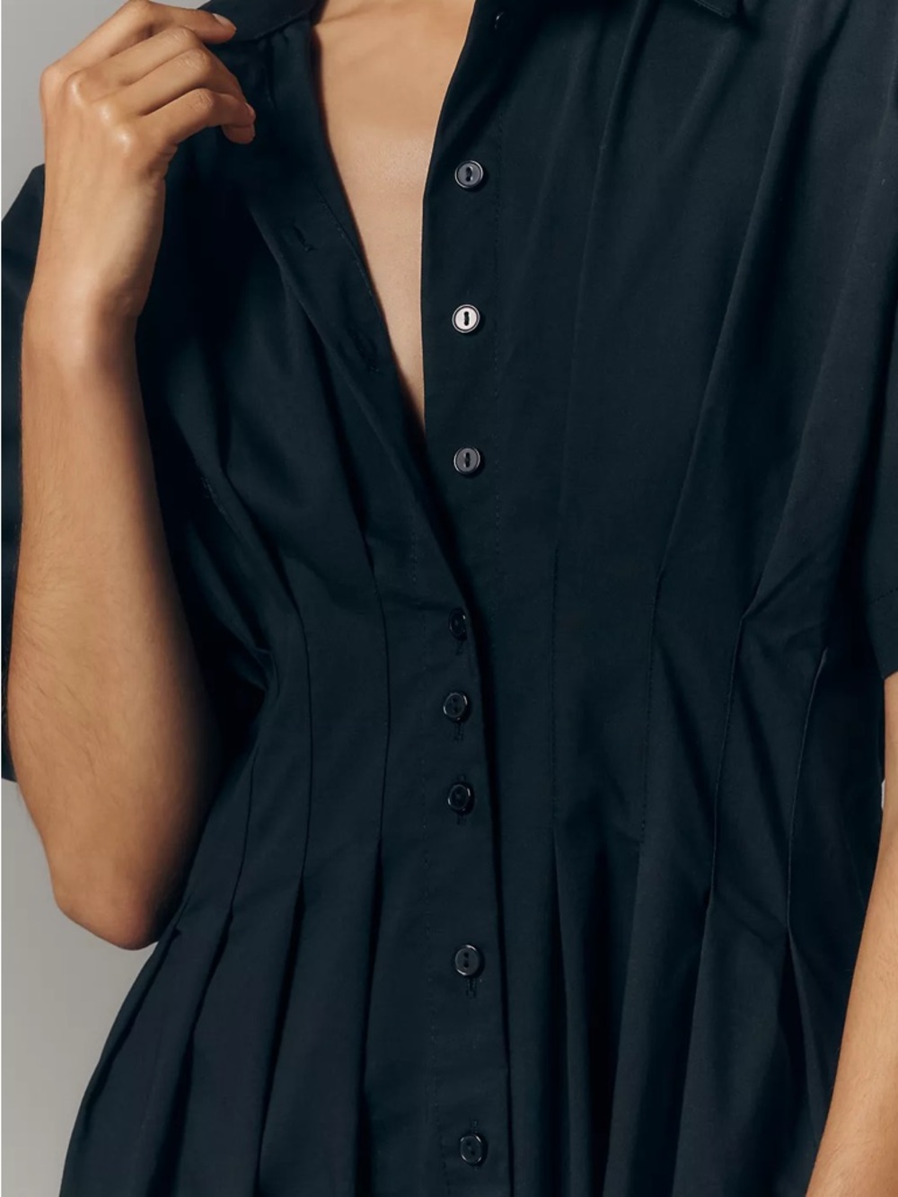 Anthropologie Tobie Maxi Shirt Dress Black | Large - Picture 4 of 11